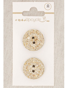 Karte mit 2 beige gesprenkelten Knöpfen, 20 mm, 2 Löcher
