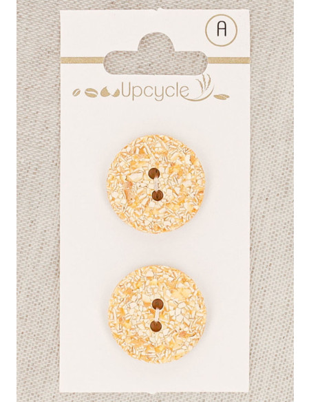 Karte mit 2 aprikosenfarbenen Knöpfen, 20 mm, 2 Löcher - Gesprenkelt