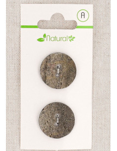Karte mit 2 grauen Knöpfen, 20 mm, 2 Löcher - Texturiert