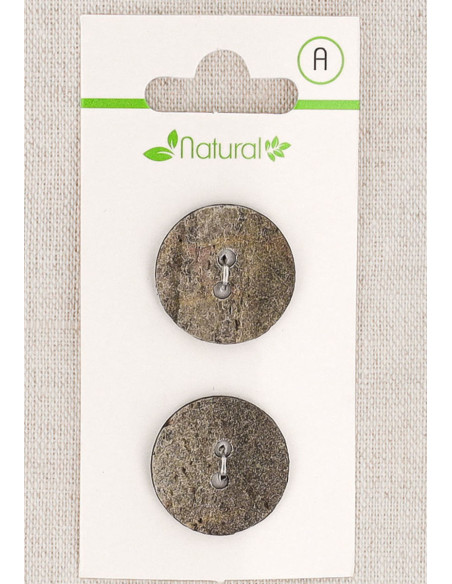 Karte mit 2 grauen Knöpfen, 20 mm, 2 Löcher - Texturiert