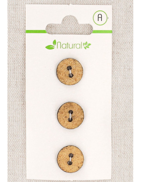 Karte mit 3 beige Knöpfen 13 mm 2 Löcher - Texturiert