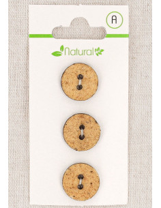 Karte mit 3 beige Knöpfen 15 mm 2 Löcher - Texturiert