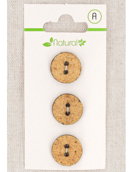 Karte mit 3 beige Knöpfen 15 mm 2 Löcher - Texturiert