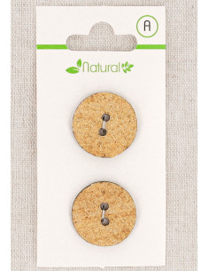 Karte mit 2 beige Knöpfen 20 mm 2 Löcher - Texturiert