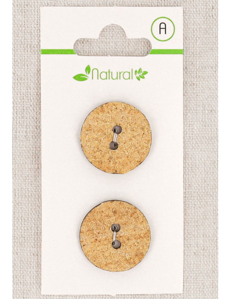 Karte mit 2 beige Knöpfen 20 mm 2 Löcher - Texturiert