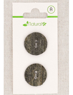 Karte mit 2 grauen Knöpfen, 20 mm, 2 Löcher - Texturiert
