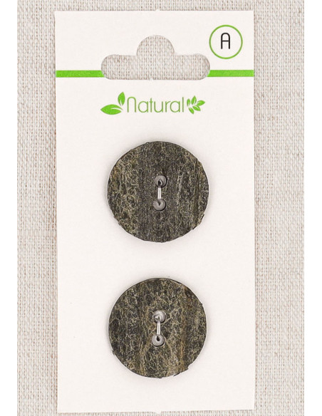 Karte mit 2 grauen Knöpfen, 20 mm, 2 Löcher - Texturiert