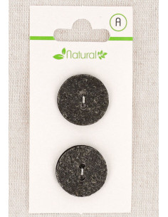 Karte mit 2 grauen Knöpfen, 20 mm, 2 Löcher - Texturiert