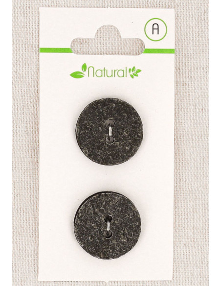 Karte mit 2 grauen Knöpfen, 20 mm, 2 Löcher - Texturiert