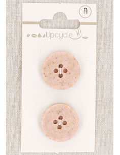 Karte mit 2 rosa Knöpfen 20 mm 4 Löcher - Reiskörner