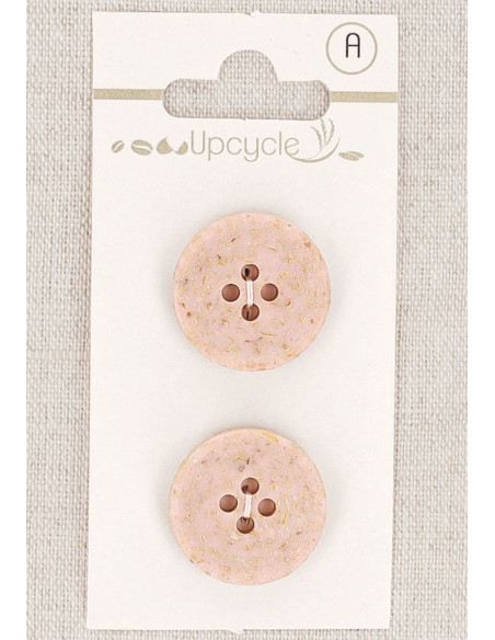 Karte mit 2 rosa Knöpfen 20 mm 4 Löcher - Reiskörner