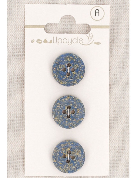 Karte mit 3 blauen Knöpfen 15 mm 4 Löcher - Reiskörner