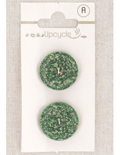 Karte mit 2 grünen Knöpfen, 20 mm, 4 Löcher - Reiskörner