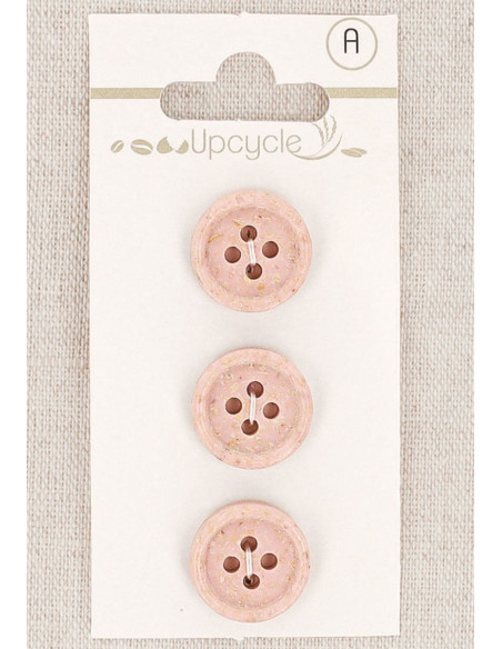 Karte mit 3 rosa Knöpfen 15 mm 4 Löcher - Gerollte Reiskörner