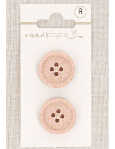 Karte mit 2 rosa Knöpfen, 20 mm, 4 Löcher - Gerollte Reiskörner