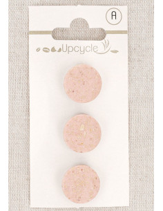 Karte mit 3 rosa Knöpfen 15 mm mit Öse - Reiskörner