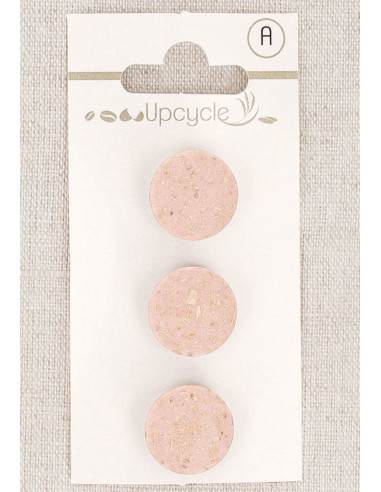 Karte mit 3 rosa Knöpfen 15 mm mit Öse - Reiskörner