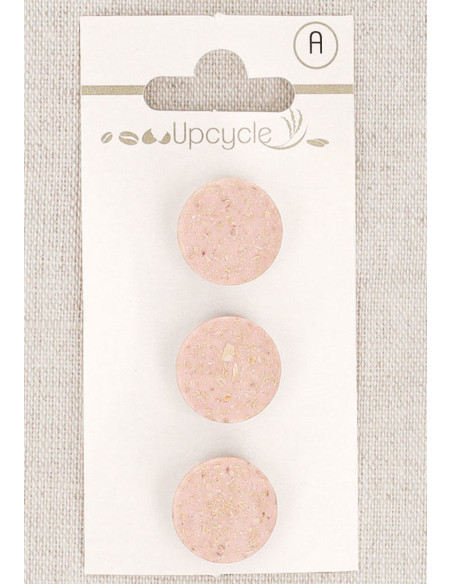 Karte mit 3 rosa Knöpfen 15 mm mit Öse - Reiskörner
