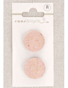 Karte mit 2 rosa Knöpfen, 20 mm mit Öse - Reiskörner