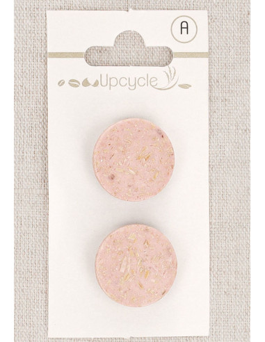 Karte mit 2 rosa Knöpfen, 20 mm mit Öse - Reiskörner