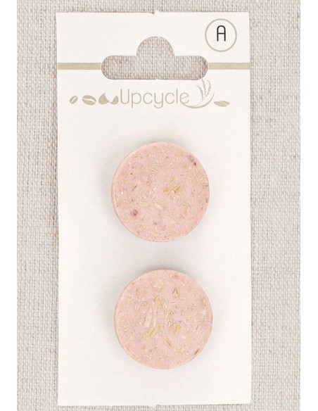 Karte mit 2 rosa Knöpfen, 20 mm mit Öse - Reiskörner