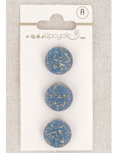 Karte mit 3 blauen Knöpfen, 15 mm mit Öse - Reiskörner