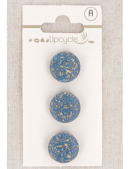 Karte mit 3 blauen Knöpfen, 15 mm mit Öse - Reiskörner