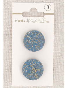 Karte mit 2 blauen Knöpfen, 20 mm mit Öse - Reiskörner