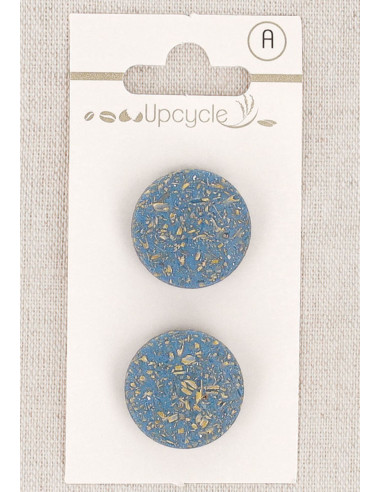 Karte mit 2 blauen Knöpfen, 20 mm mit Öse - Reiskörner