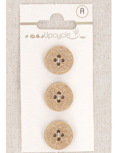 Karte mit 3 beige Knöpfen 15 mm 4 Löcher - Fantasien