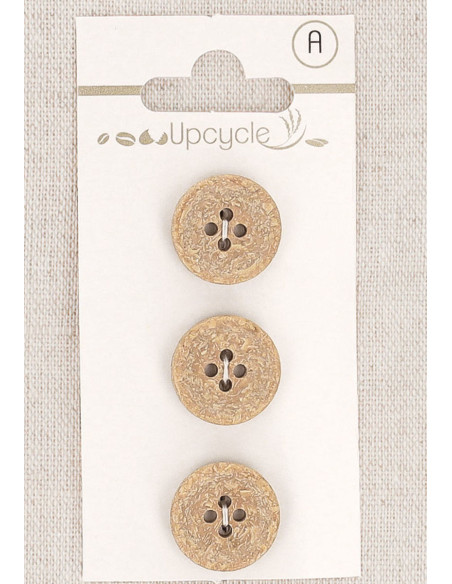Karte mit 3 beige Knöpfen 15 mm 4 Löcher - Fantasien