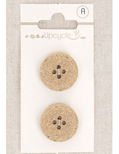 Karte mit 2 beige Knöpfen 20 mm 4 Löcher - Fantasien