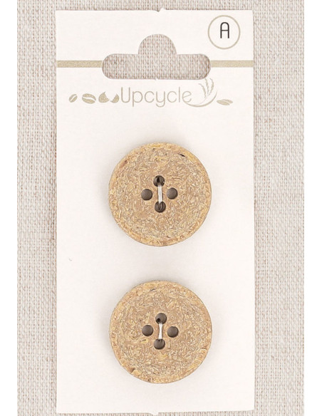 Karte mit 2 beige Knöpfen 20 mm 4 Löcher - Fantasien