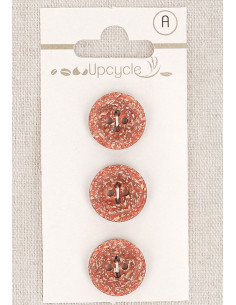 Karte mit 3 Kupferknöpfen 15 mm 4 Löcher -Fantasien