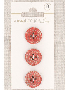 Karte mit 3 roten Knöpfen 15 mm 4 Löcher -Fantasien
