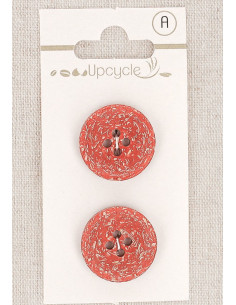 Karte mit 2 roten Knöpfen, 20 mm, 4 Löcher - Fantasien
