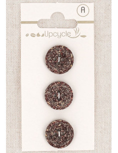 Karte mit 3 violetten Knöpfen, 15 mm, 4 Löcher - Fantasien
