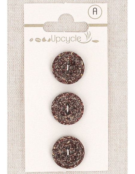 Karte mit 3 violetten Knöpfen, 15 mm, 4 Löcher - Fantasien