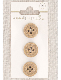 Karte mit 3 beige Knöpfen 15 mm 4 Löcher - Fantasien mit gerolltem Rand
