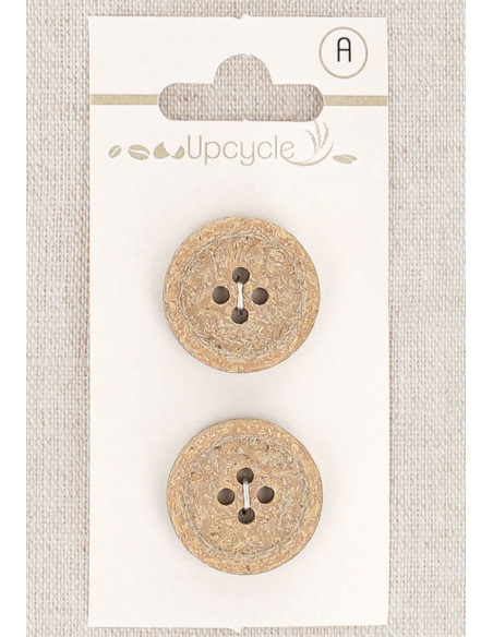 Karte mit 2 beige Knöpfen 20 mm 4 Löcher - Fantasien mit gerolltem Rand
