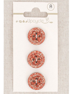 Karte mit 3 Kupferknöpfen 15 mm 4 Löcher - Fantasien mit gerolltem Rand