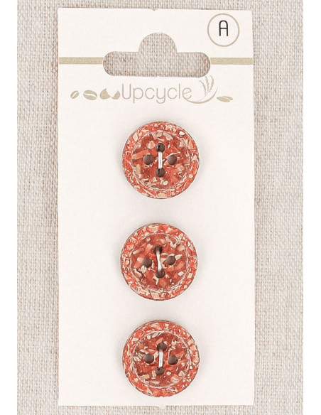 Karte mit 3 Kupferknöpfen 15 mm 4 Löcher - Fantasien mit gerolltem Rand