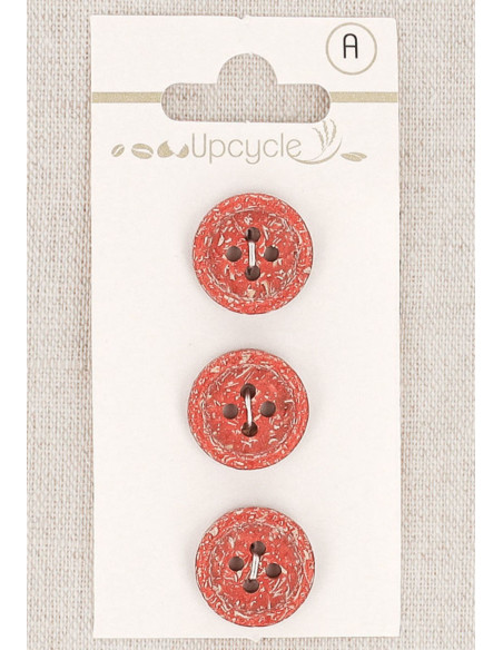 Karte mit 3 roten Knöpfen, 15 mm, 4 Löcher - Fantasien mit gerolltem Rand