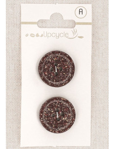 Karte mit 2 violetten Knöpfen, 20 mm, 4 Löcher - Fantasien mit gerolltem Rand