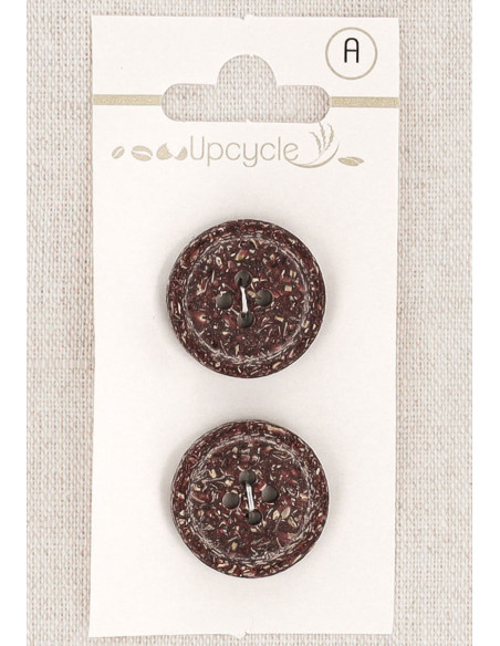 Karte mit 2 violetten Knöpfen, 20 mm, 4 Löcher - Fantasien mit gerolltem Rand