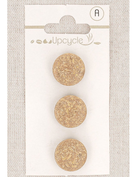 Karte mit 3 beige Knöpfen, 15 mm mit Öse - Fantasien