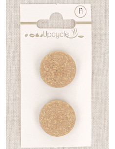 Karte mit 2 beigen Knöpfen, 20 mm mit Öse - Fantasien