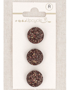 Karte mit 3 violetten Knöpfen, 15 mm mit Öse - Fantasien