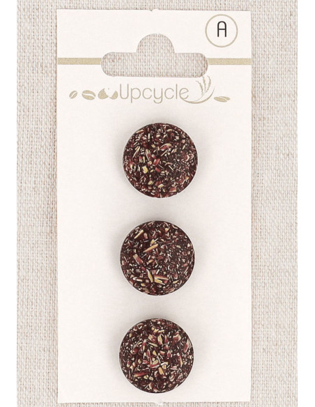 Karte mit 3 violetten Knöpfen, 15 mm mit Öse - Fantasien