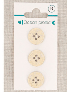 Karte mit 3 beige Knöpfen 15 mm 4 Löcher - Gerollter Rand